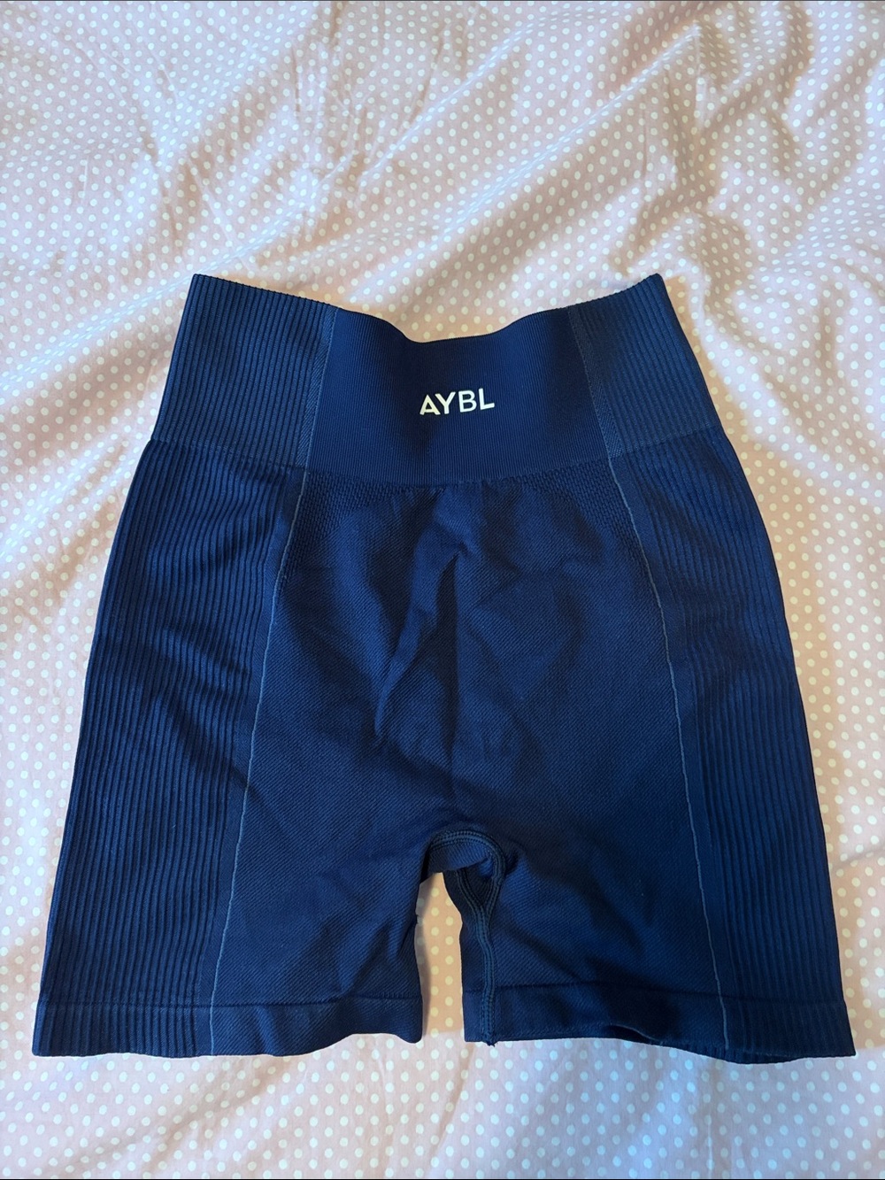 AYBL Dark Blue Ribbed High-Waist Bike Shorts